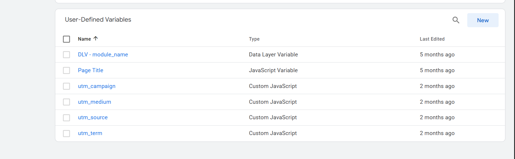 GTM — Variables Setup
