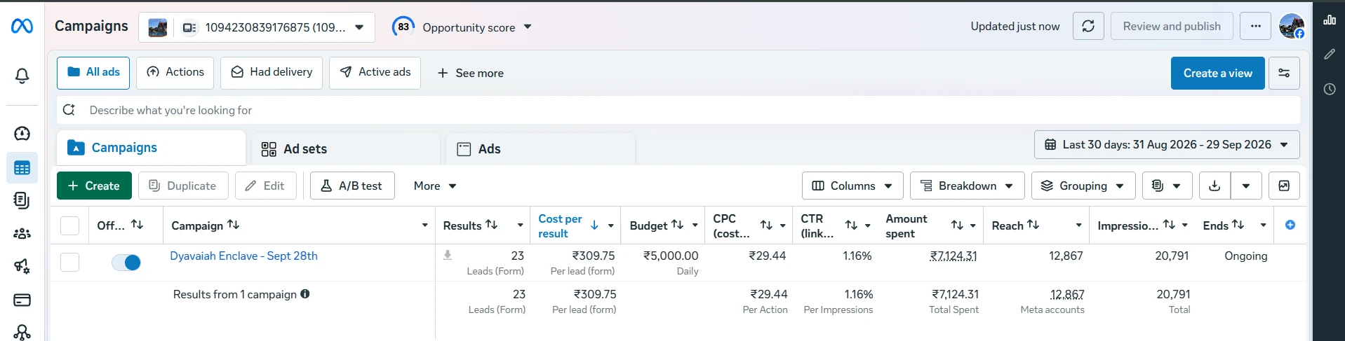 Meta Ads Campaign Performance 2